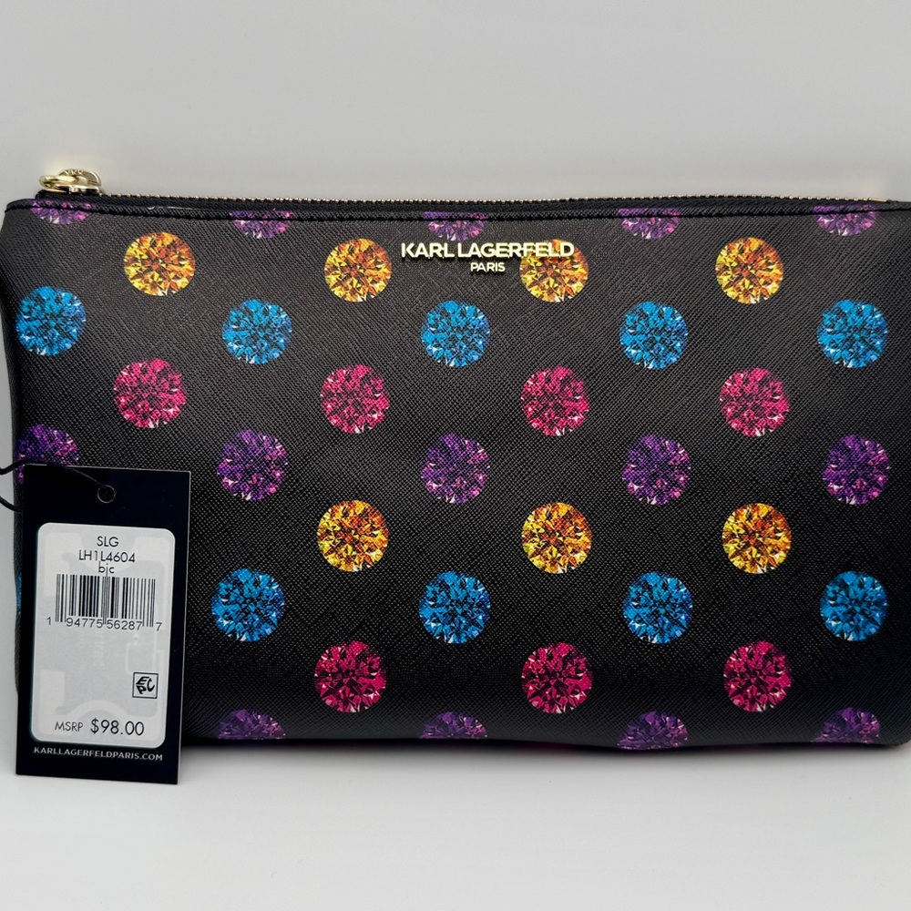 Karl Lagerfeld Black Multicolor Jewel Dot Clutch